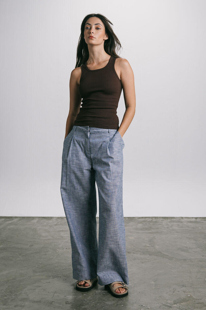 Straight Fit Pleated Trousers
