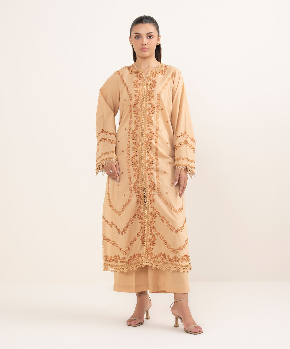 Women's RTW Cambric Brown Dyed Aline Shirt