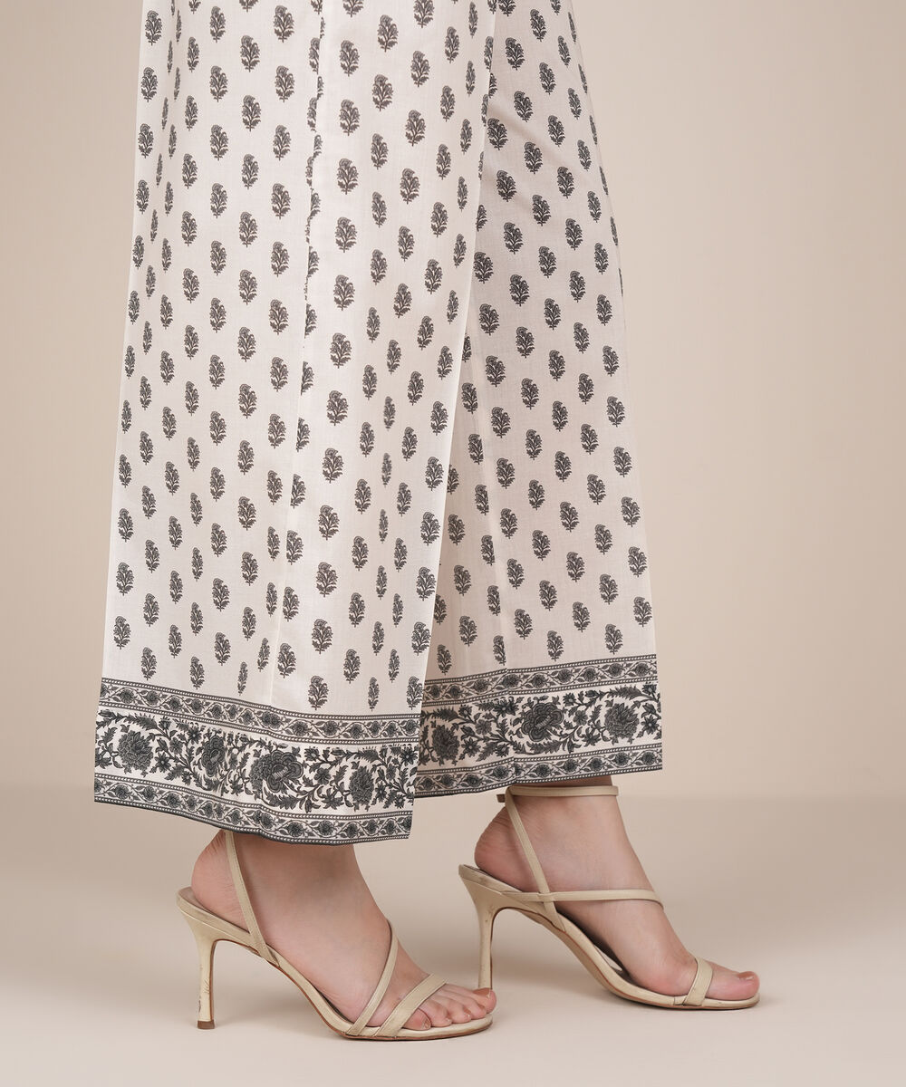 Women's RTW Cotton Viscose Off White Printed Culottes