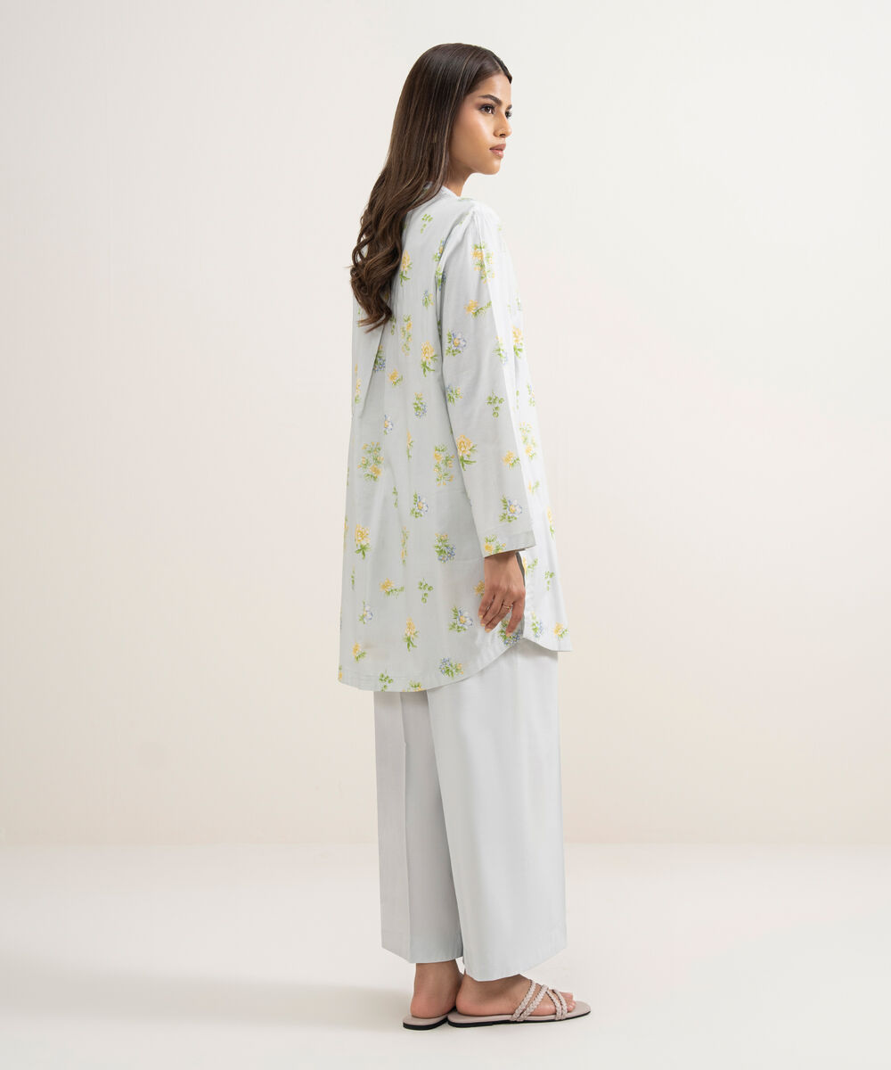 Women's RTW Cambric Embroidered Mint Green Straight Shirt