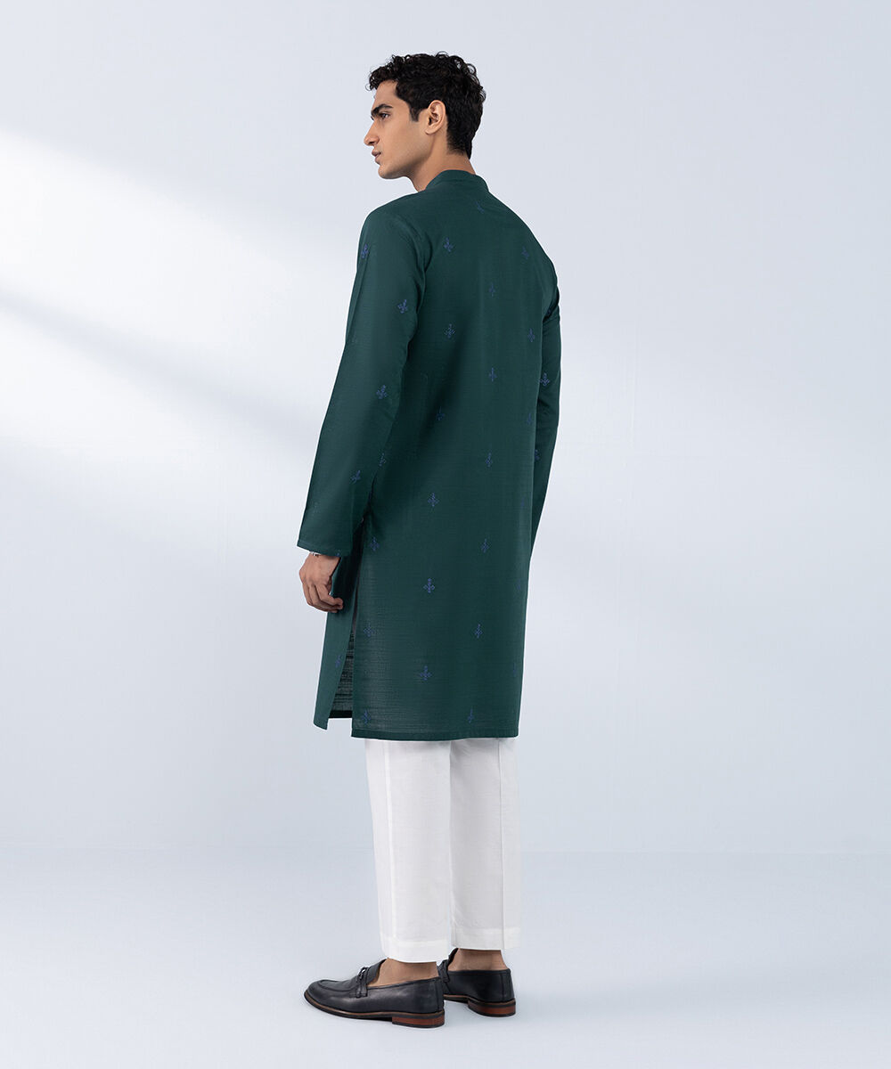 Men's Stitched Teal Cotton Khaddar Kurta
