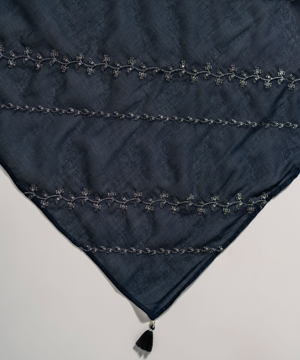 Women's RTW Fine Voil Solid Dark Blue Dupatta