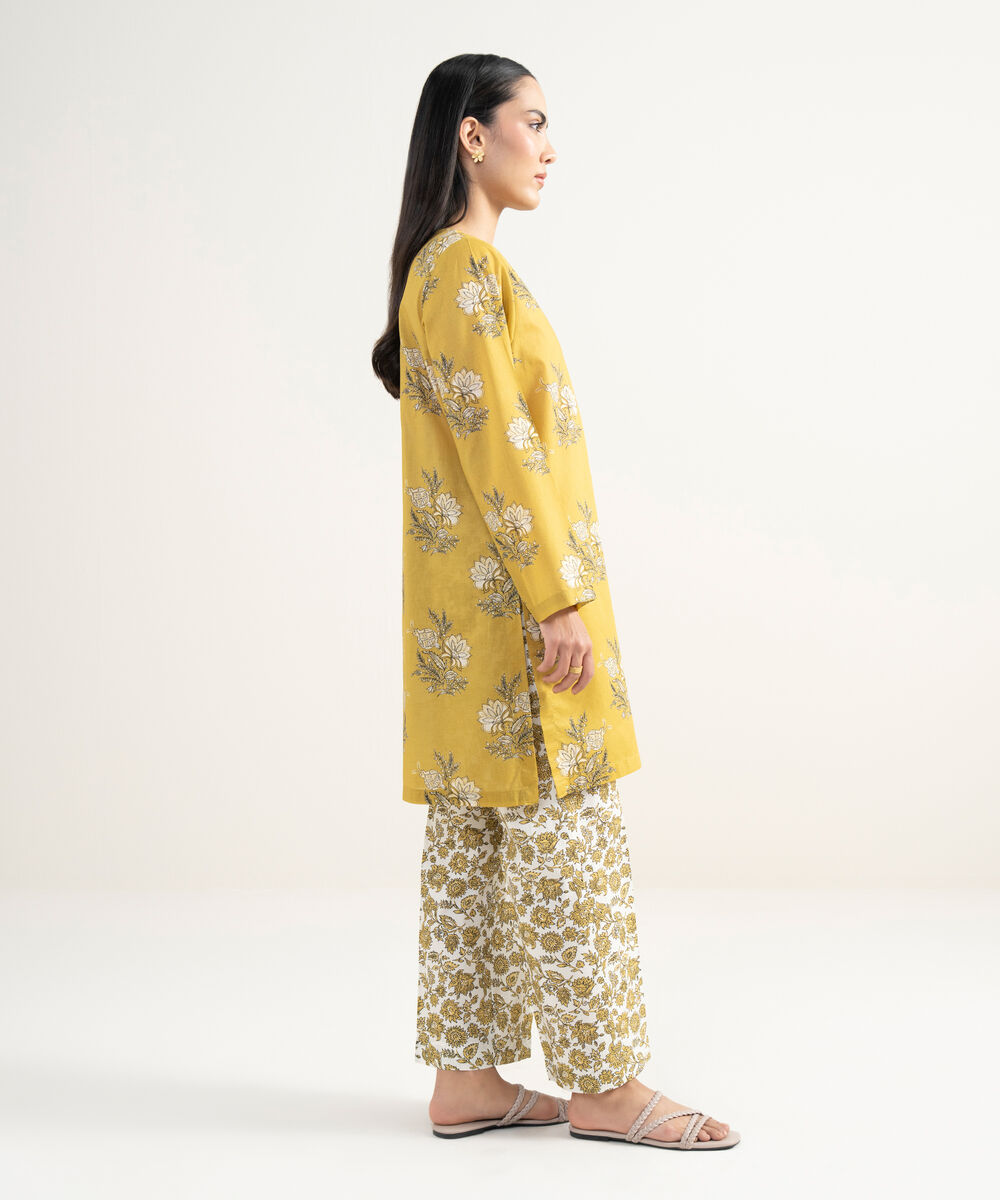 Women's RTW Lawn Printed Yellow Straight Shirt