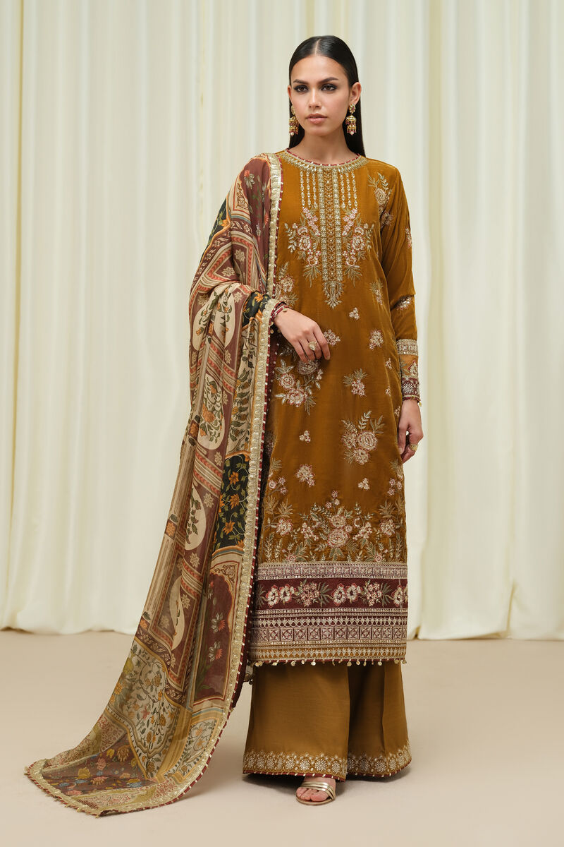 3 Piece - Embroidered Velvet Suit