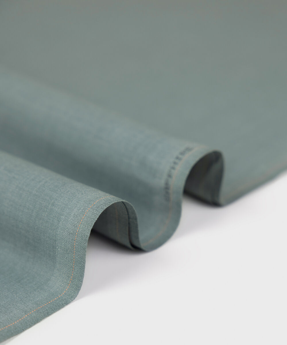 Men Unstitched Wash & Wear Green Full Suit Fabric