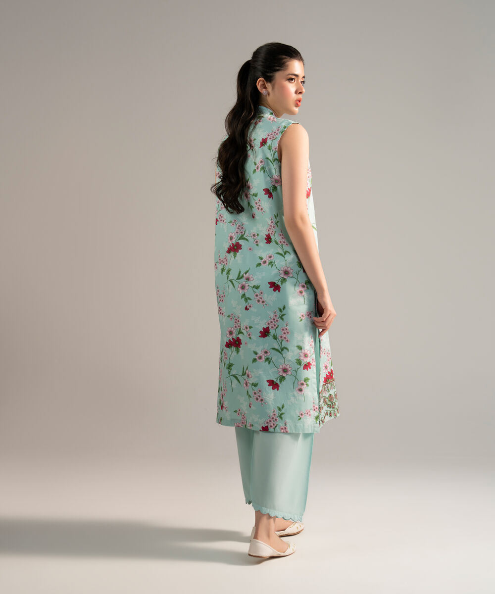 Women's RTW Lawn Embroidered Turquoise 2 Piece Suit