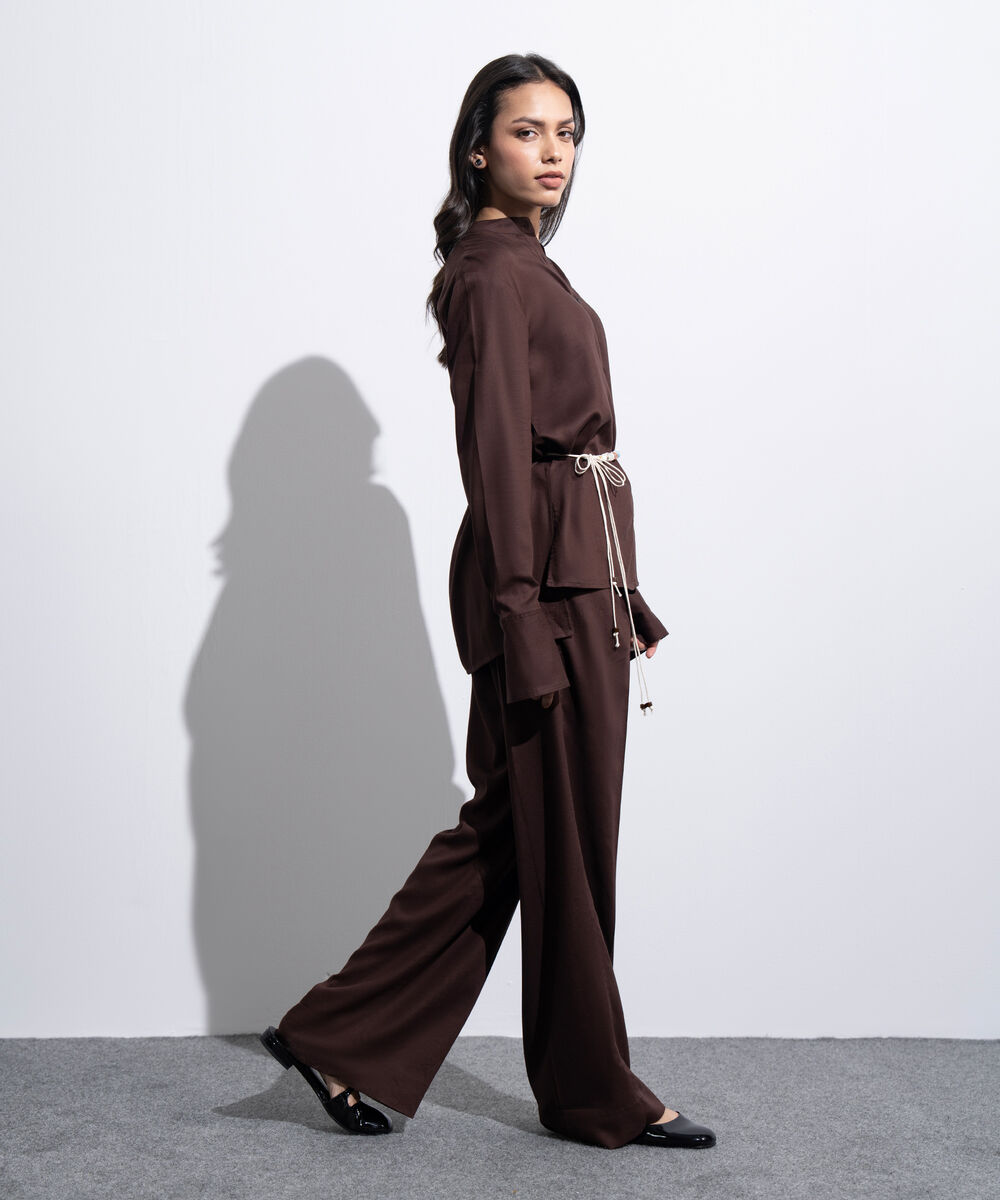 Women's Western Brown Regular-Fit Button Through  Shirt