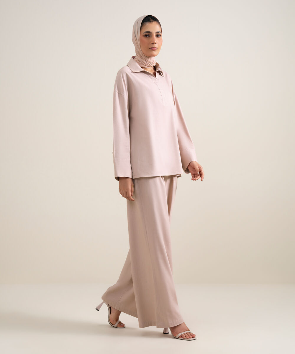 Women's Dusty Pink Loose Fit Tunic Top