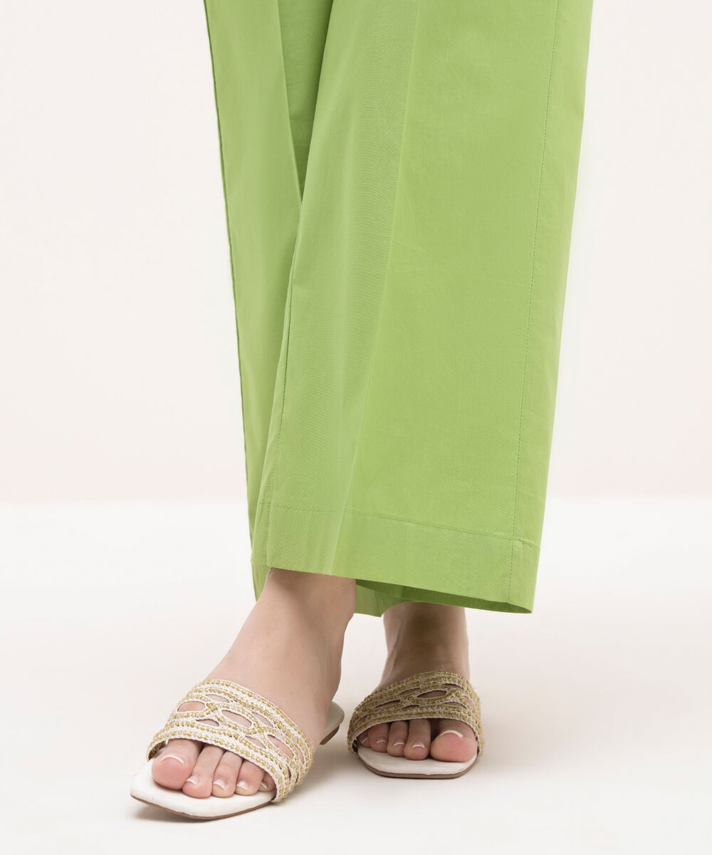Women's RTW Cambric Green Solid Culottes