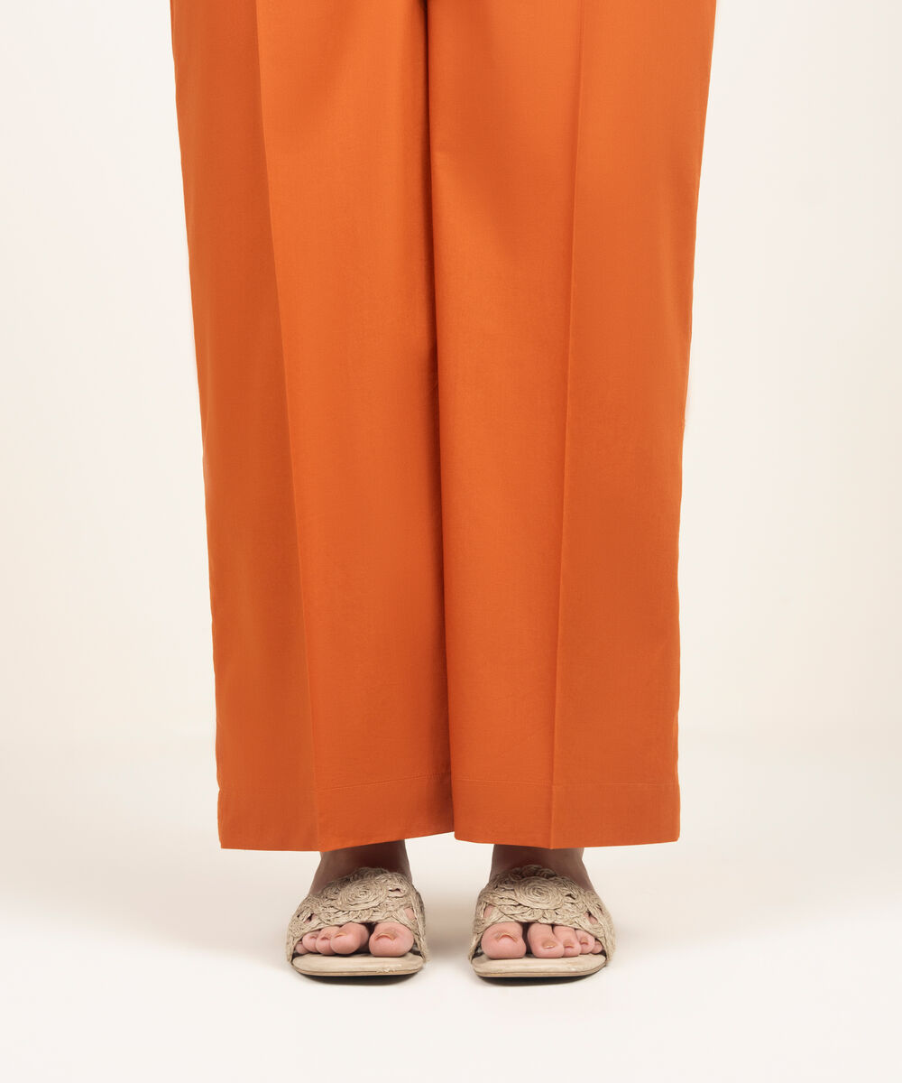 Women's RTW Lawn Solid Orange Culottes