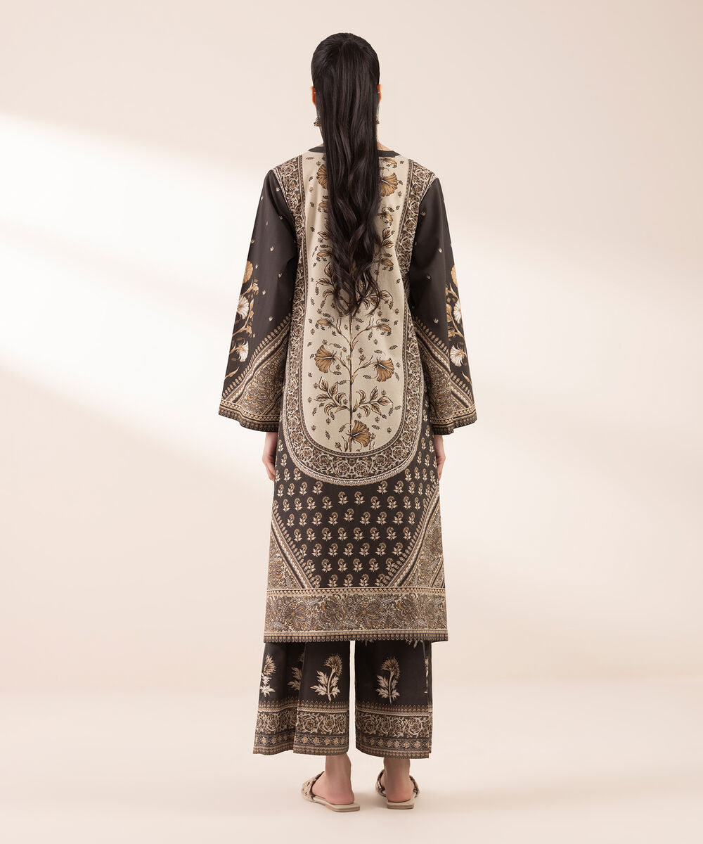 Women's RTW Lawn Brown Printed A-Line Shirt