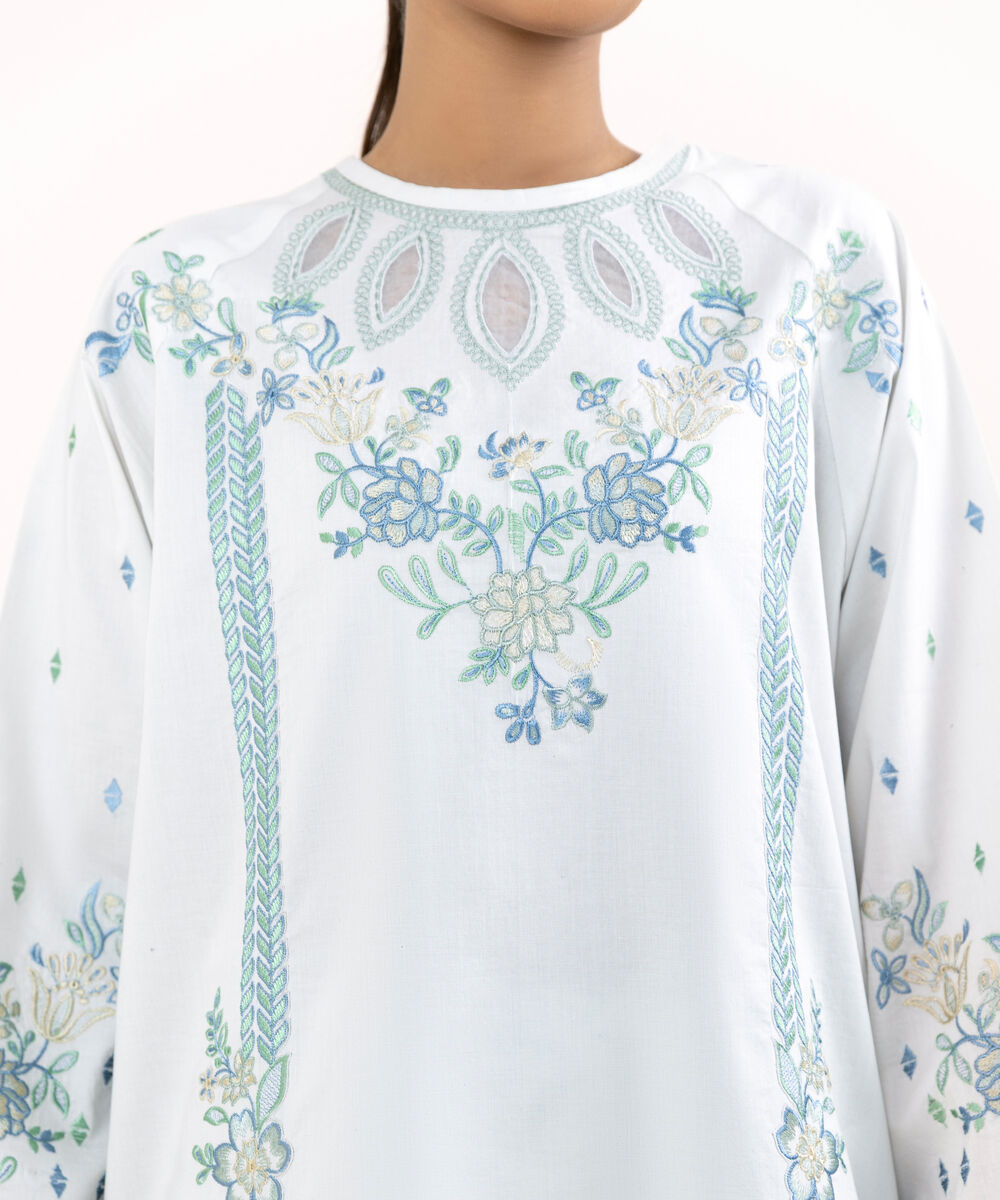 Women's Unstitched Lawn Embroidered Grey Two Piece Suit