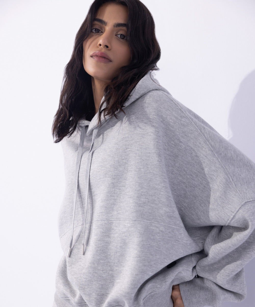 Woman - Grey Fleece Wide Leg Jogging Trousers