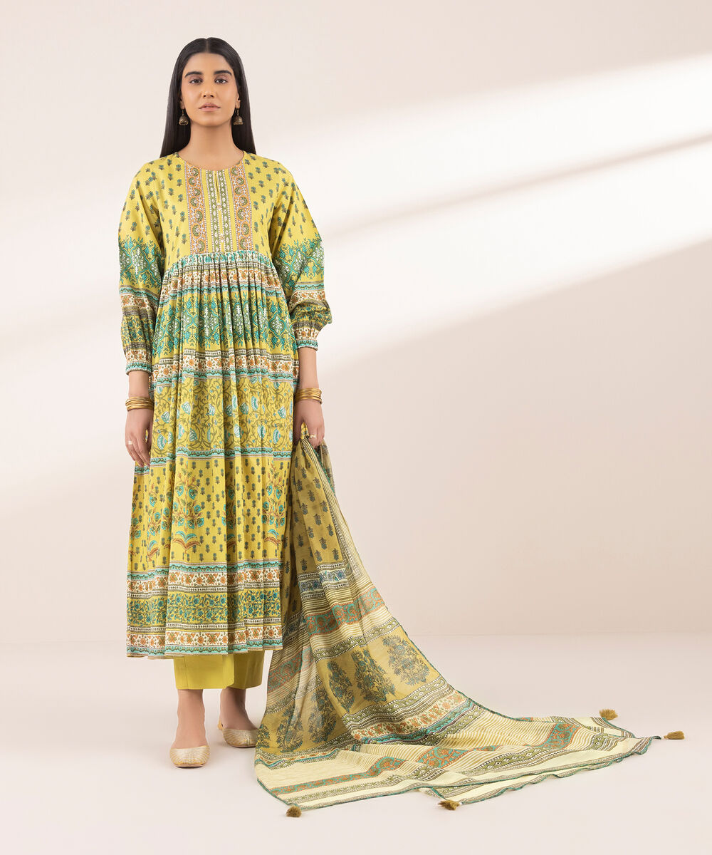 Women's RTW Arabic Lawn Multi Printed Angrakha