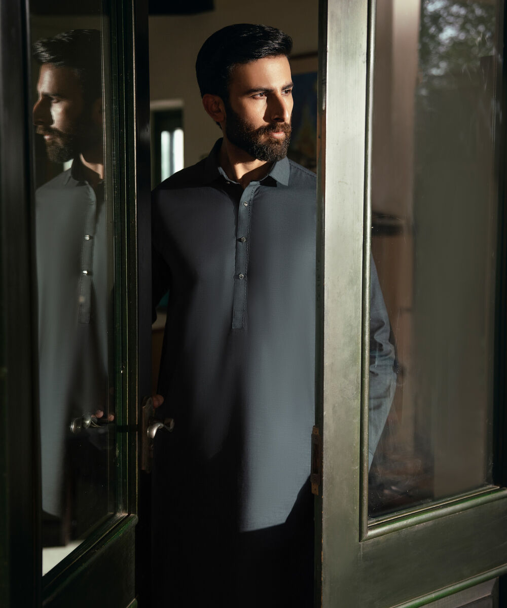 Men's Stitched Premium Yarn Dyed Cotton Blue Suit