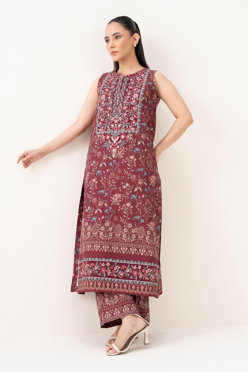 2 Piece - Embroidered Khaddar Suit