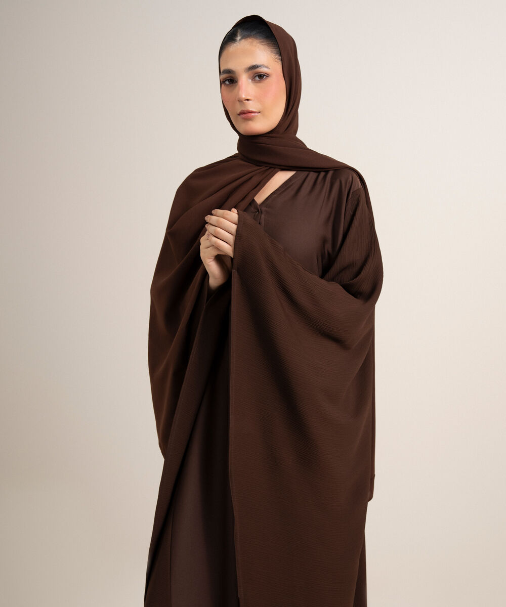 Women's Brown Kaftan Abaya Set