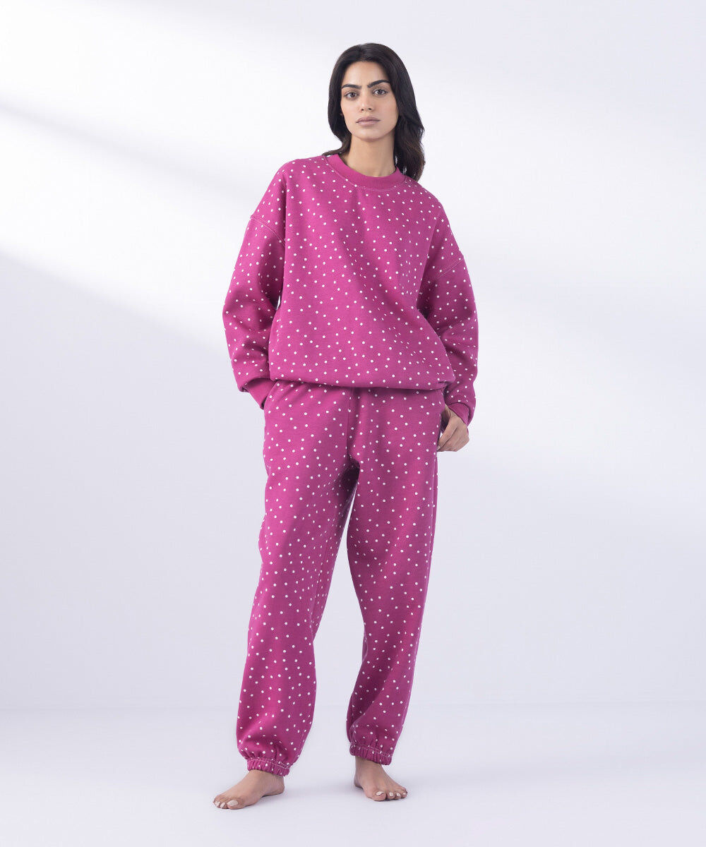 Woman - Pink Printed Loose-Fit Jogging Trousers