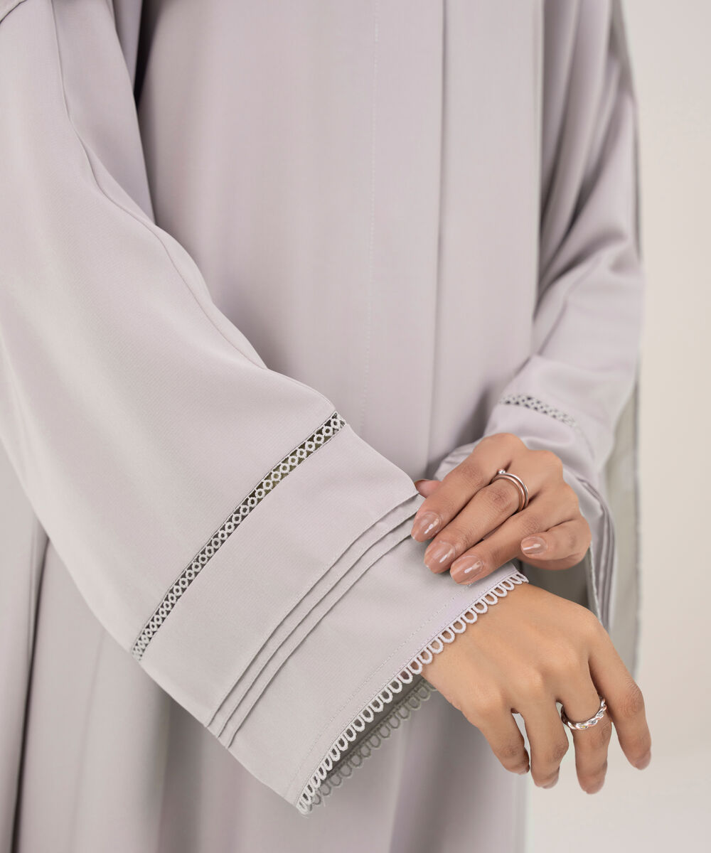 Women's Off White Polyester Abaya