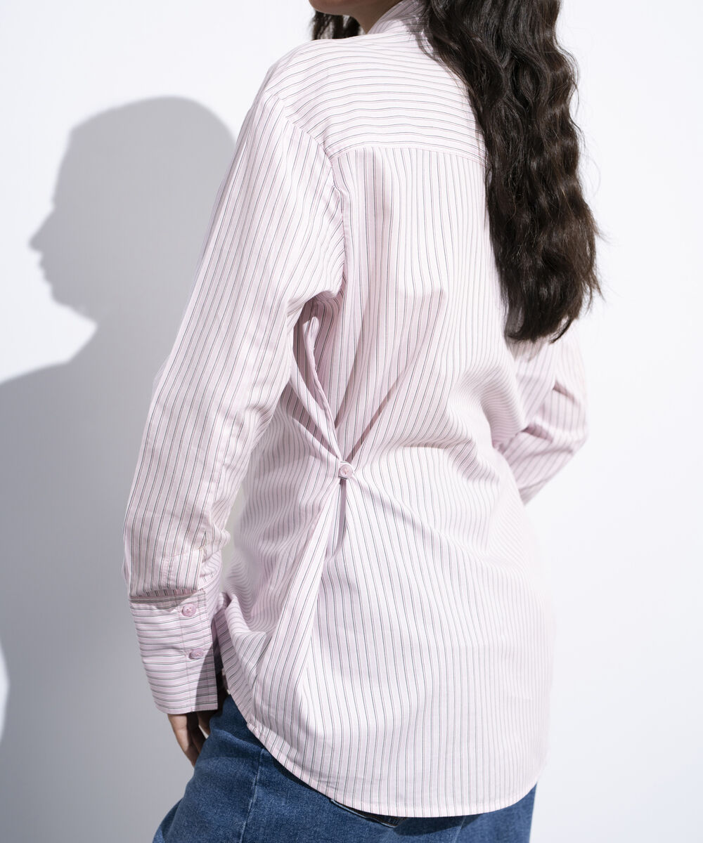 Women's Multi Striped Poplin Button Through Shirt