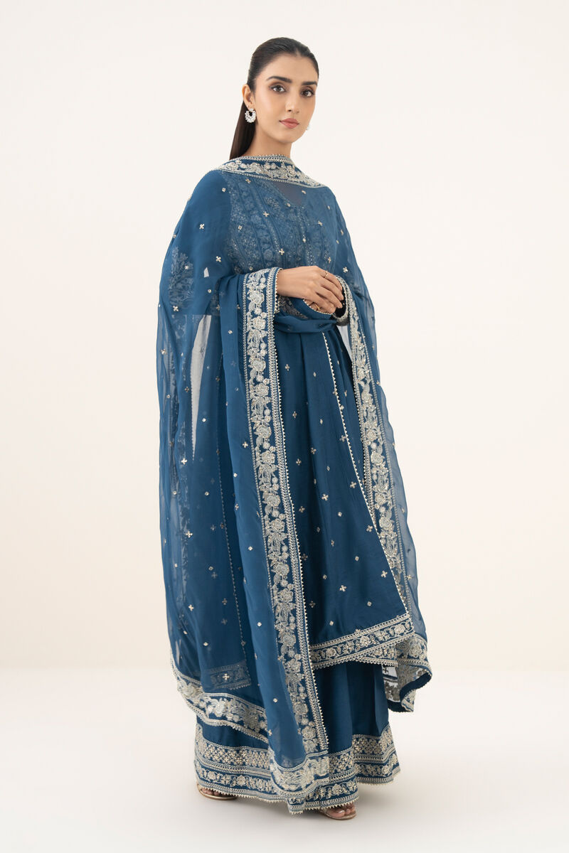 3 Piece - Embroidered Raw Silk Suit