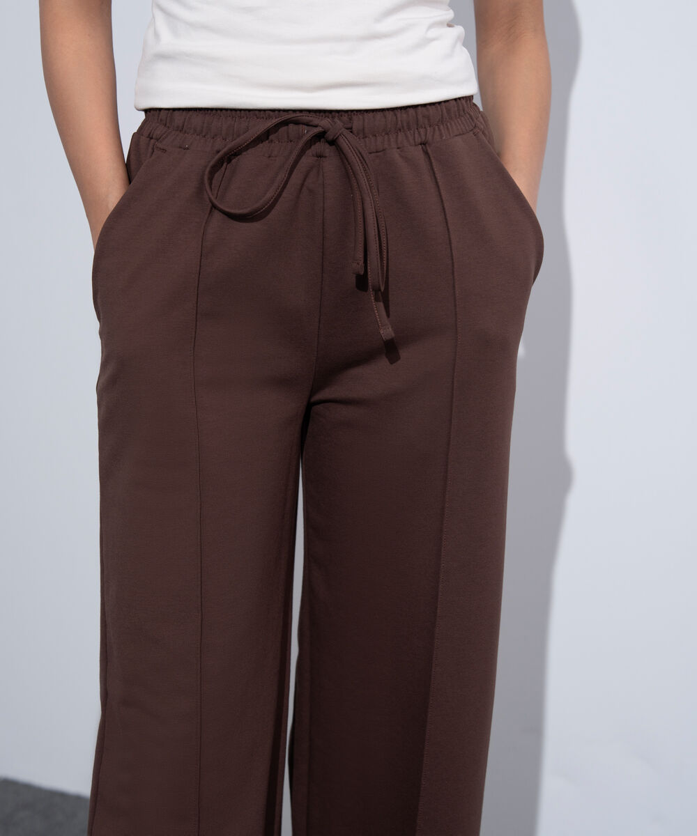 Women's Western Wear Brown Pull On Summer Terry Trousers