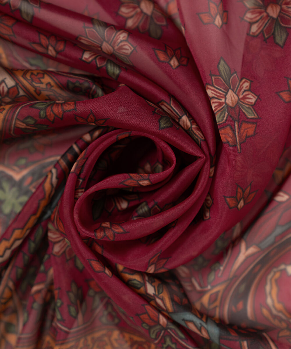 Blended Silk Printed Red Dupatta