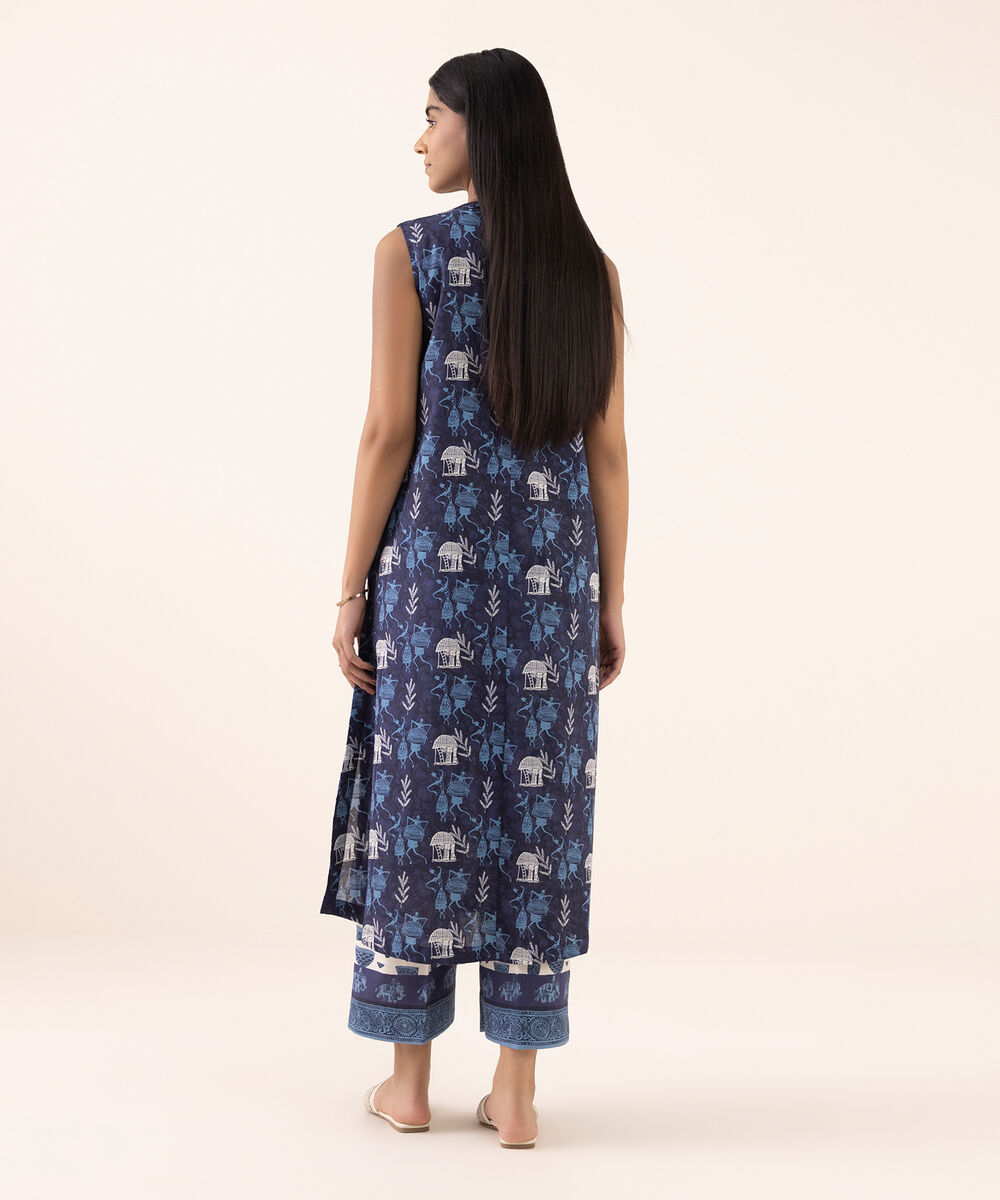 Women's RTW Lawn Blue Printed Aline Shirt