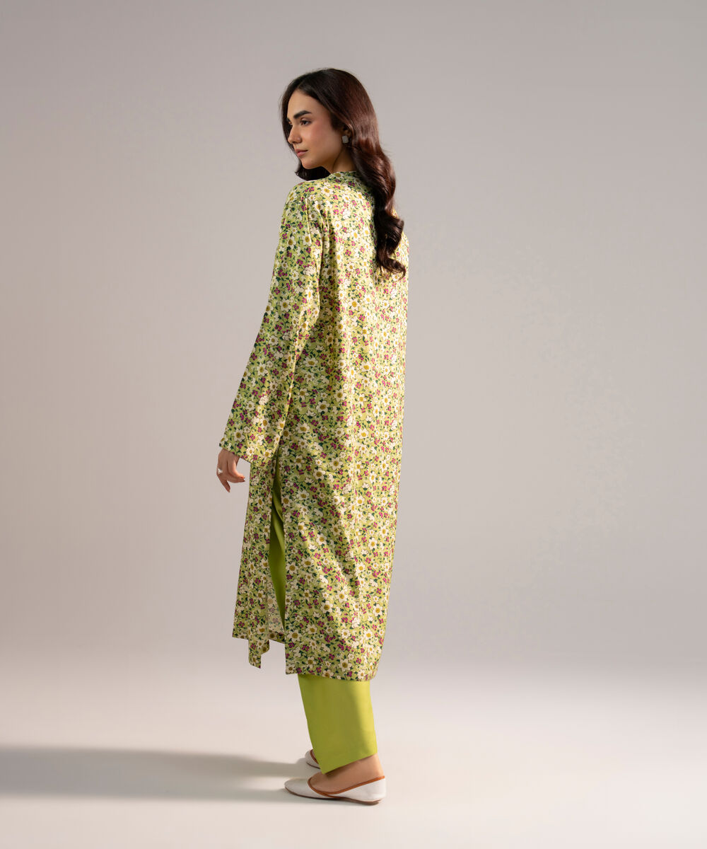 Women's RTW Arabic Lawn Printed Green 2 Piece Suit