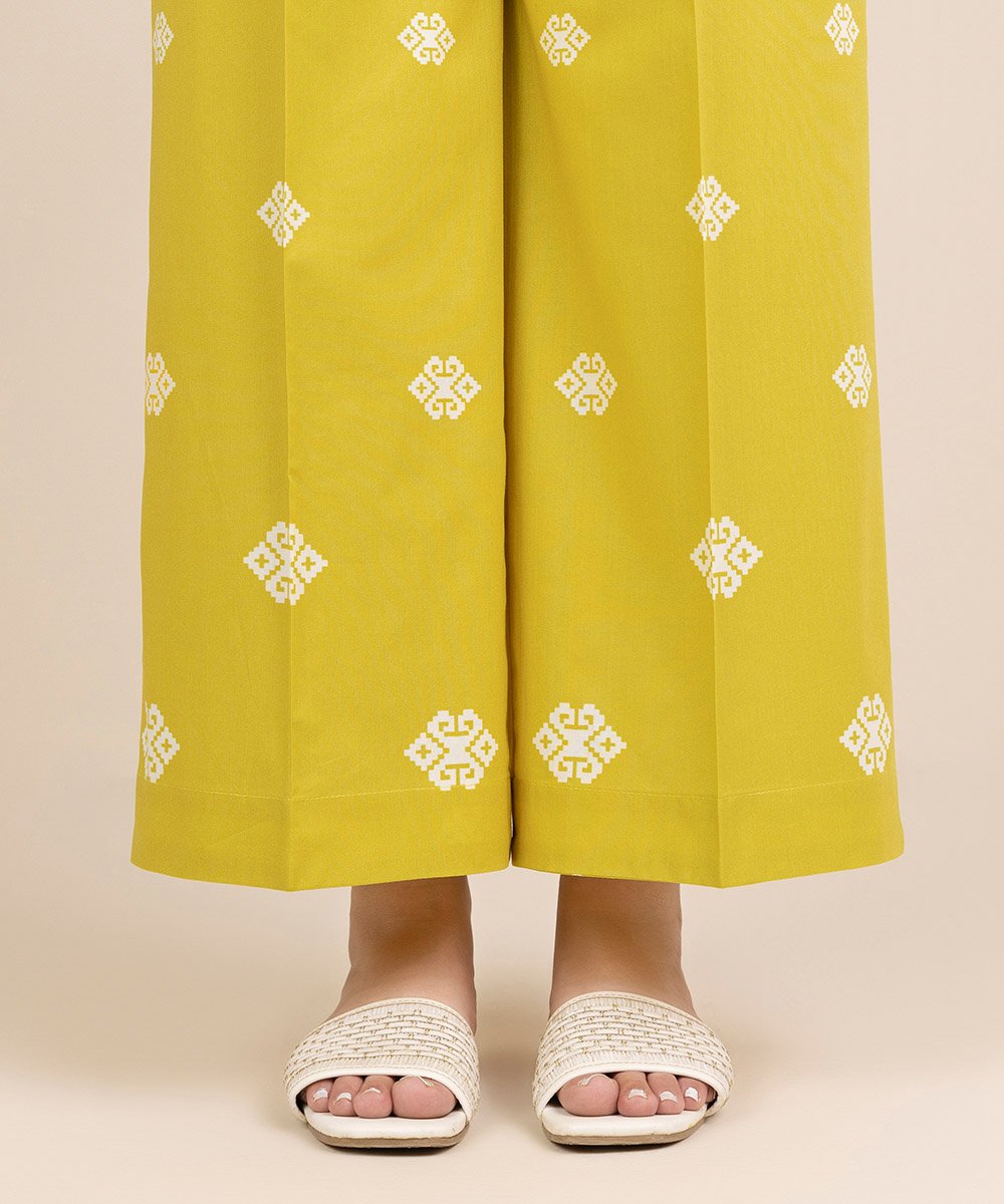 Women's Yellow Block Printing Design Trousers