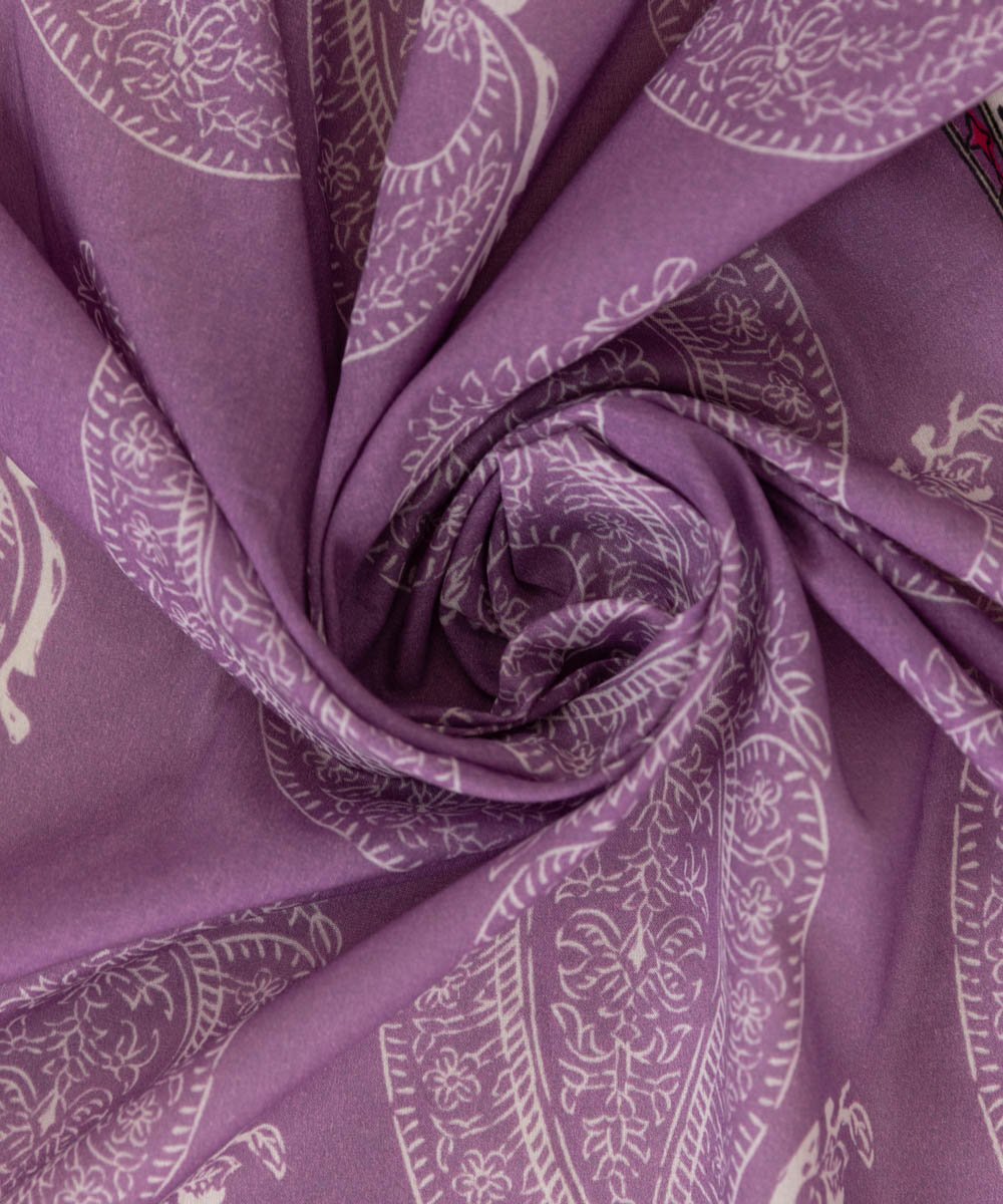 Women's Purple Block Printed Dupatta