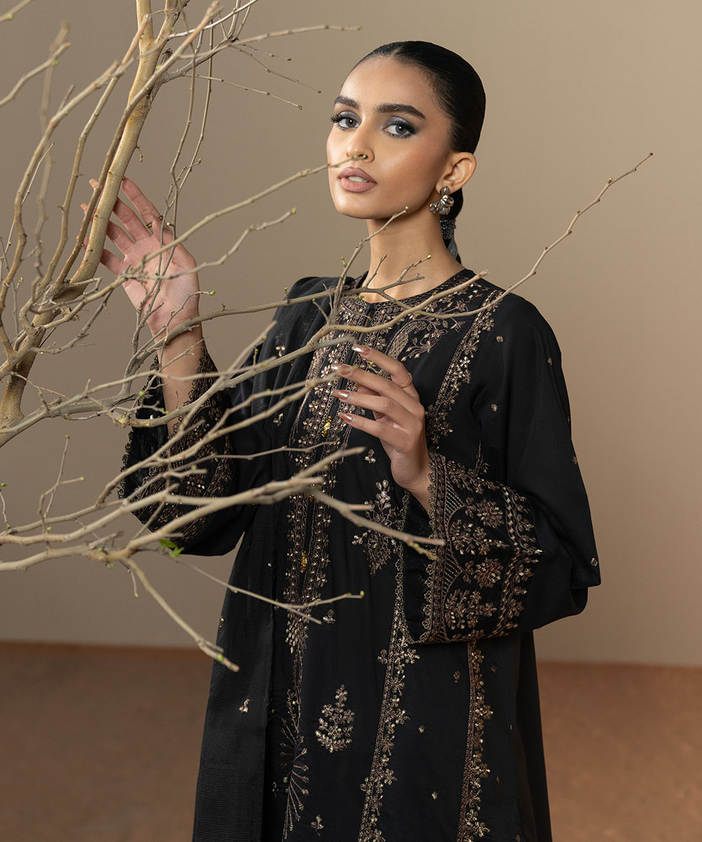 Women’s Pret Black Party Wear Formal Dress