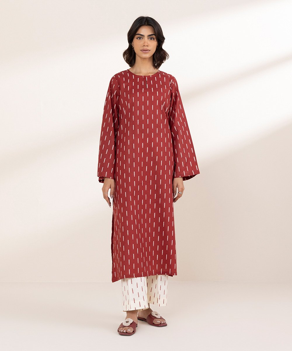 Women's A-line Red Block Printing Design Shirt