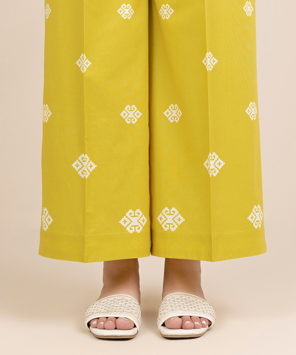 Women's Yellow Block Printing Design Trousers