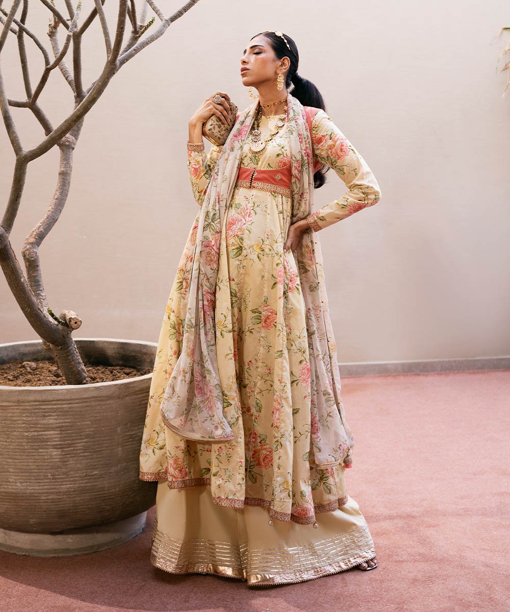 Women's Ready To Wear Yellow Anarkali Dress Design