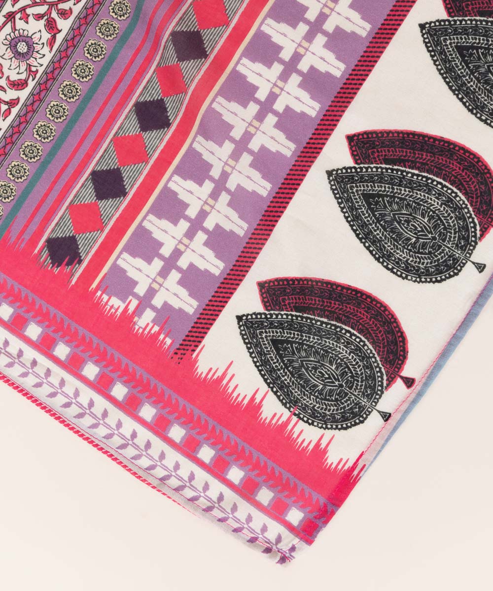 Women's Purple Block Printed Dupatta