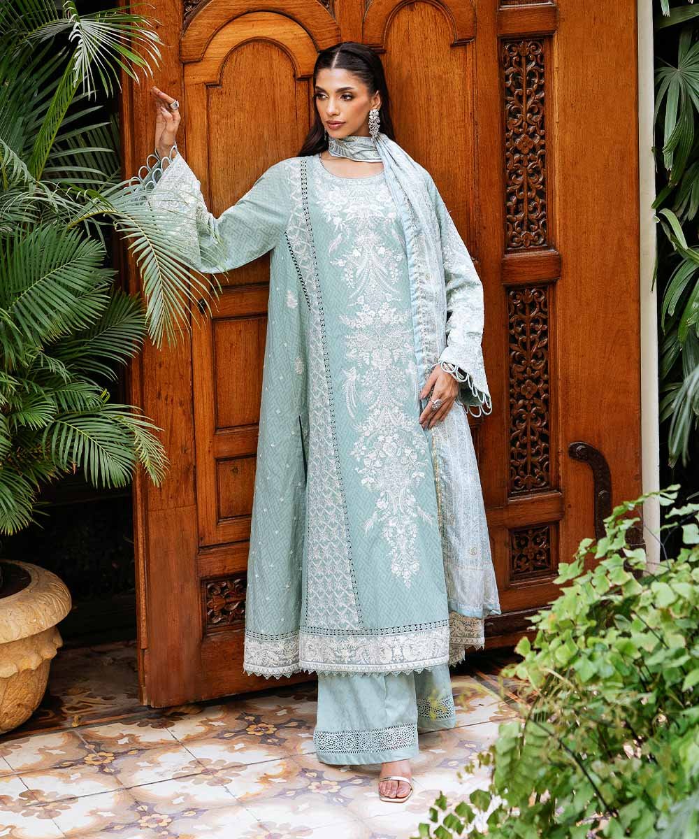 Women’s Pret Blue Flared Party Wear Formal Dress