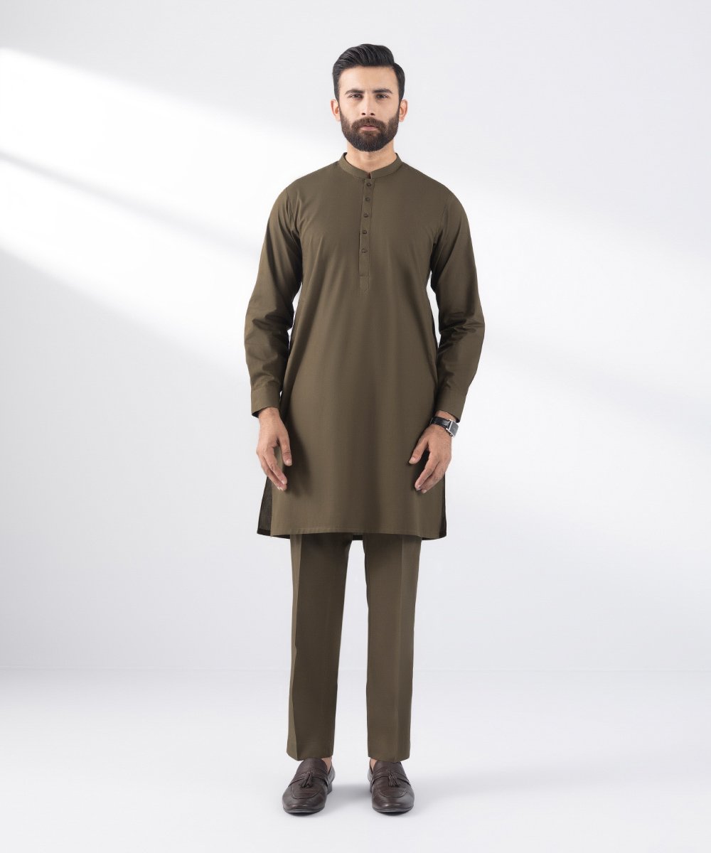 Men's Stitched Brown Kurta Design