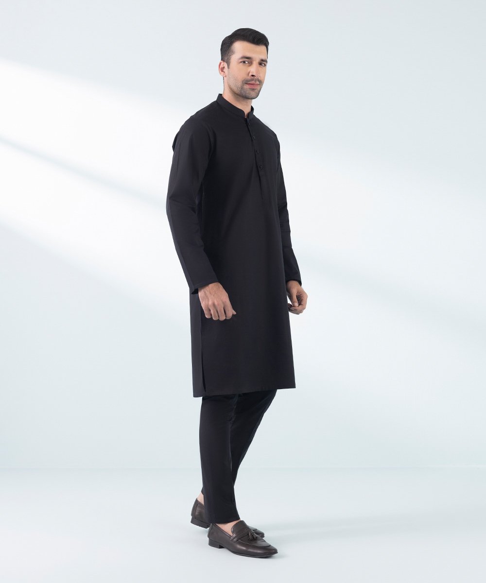 Men's Stitched Black Kurta Pajama