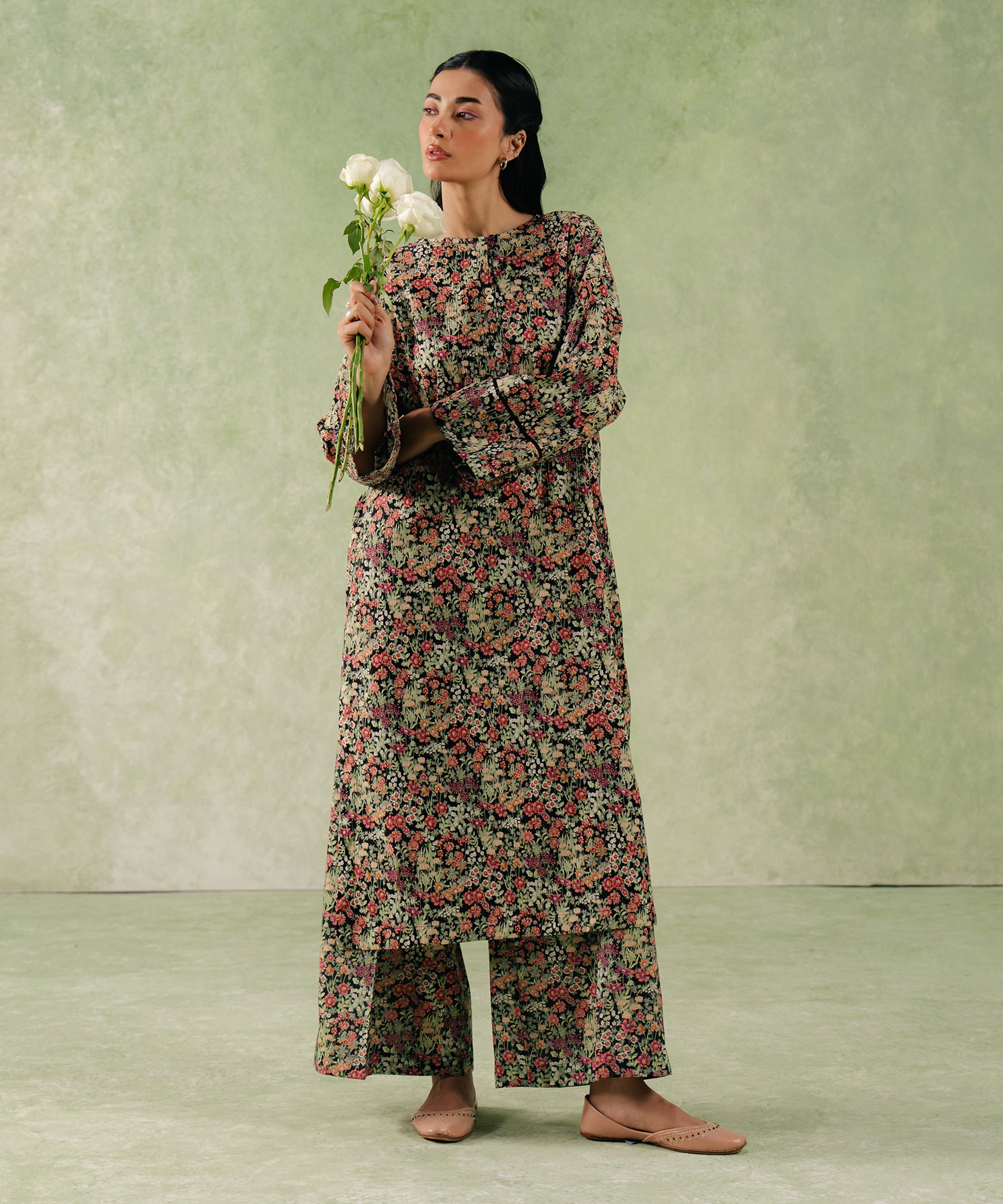 Woman’s Printed Black Seersucker Shirt